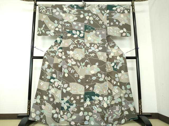 平和屋着物●上質な小紋 草花文 鬼しぼ縮緬 正絹 逸品 DAAU5020ps