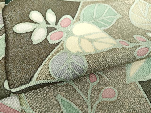 平和屋着物●上質な小紋 草花文 鬼しぼ縮緬 正絹 逸品 DAAU5020ps