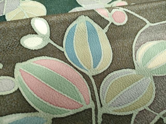 平和屋着物●上質な小紋 草花文 鬼しぼ縮緬 正絹 逸品 DAAU5020ps
