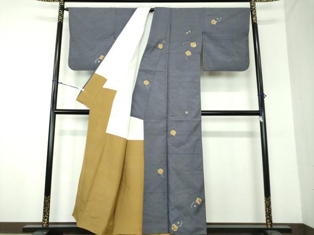 平和屋着物●上質な紬 絞り 抽象文様 正絹 逸品 DAAU5034ps
