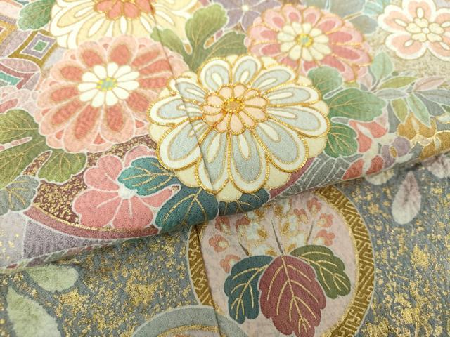 平和屋着物●訪問着 駒刺繍 吉祥花文 暈し染め 金彩 正絹 逸品 DAAU5047ps