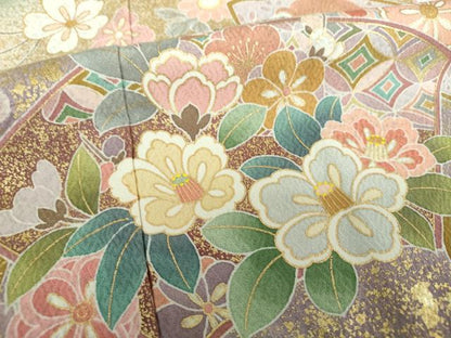 平和屋着物●訪問着 駒刺繍 吉祥花文 暈し染め 金彩 正絹 逸品 DAAU5047ps