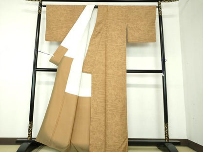 平和屋着物●結城紬 80亀甲 流水花文 正絹 逸品 DAAU5055ps