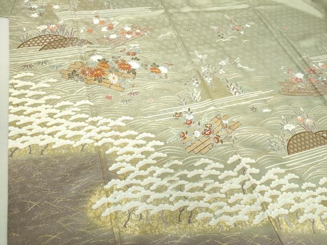 平和屋着物●訪問着 駒刺繍 花筏 浜松風景 暈し染め 金彩 正絹 逸品 DAAU5058ps