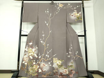 平和屋着物●訪問着　駒刺繍　吉祥花文　暈し染め　金彩　正絹　逸品　DAAU5066ps