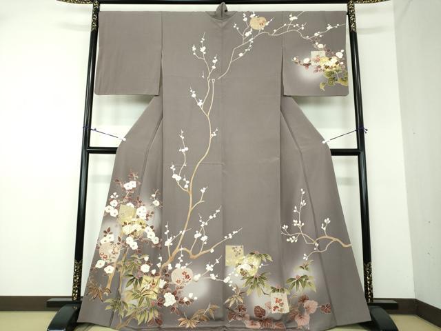 平和屋着物●訪問着　駒刺繍　吉祥花文　暈し染め　金彩　正絹　逸品　DAAU5066ps