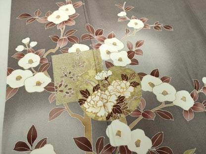 平和屋着物●訪問着　駒刺繍　吉祥花文　暈し染め　金彩　正絹　逸品　DAAU5066ps