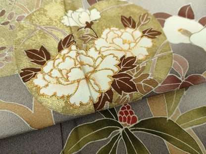 平和屋着物●訪問着　駒刺繍　吉祥花文　暈し染め　金彩　正絹　逸品　DAAU5066ps