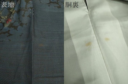 平和屋着物●本場大島紬　9マルキ　草花文　正絹　逸品　DAAU5071ps