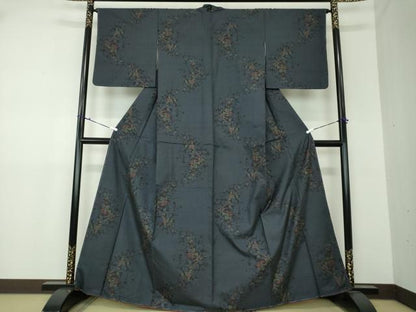 平和屋着物●本場大島紬　9マルキ　草花文　正絹　逸品　DAAU5071ps