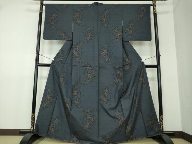 平和屋着物●本場大島紬　9マルキ　草花文　正絹　逸品　DAAU5071ps