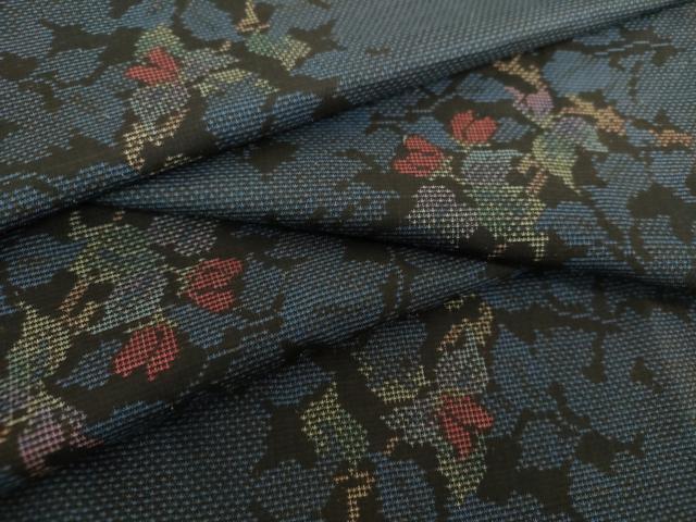 平和屋着物●本場大島紬　9マルキ　草花文　正絹　逸品　DAAU5071ps