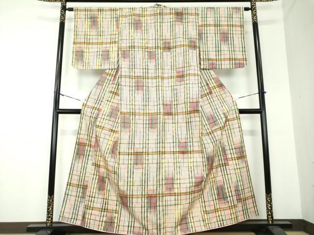 平和屋着物●上質な紬 変わり格子 正絹 逸品 DAAU5072ps