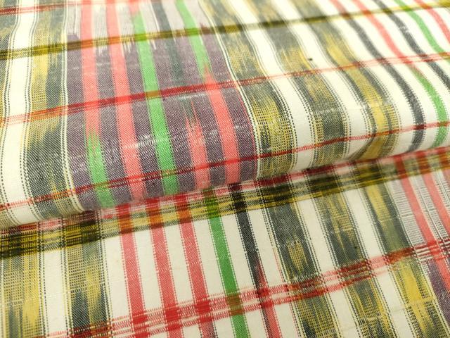 平和屋着物●上質な紬 変わり格子 正絹 逸品 DAAU5072ps