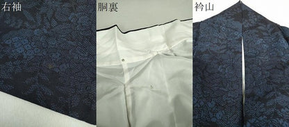 平和屋着物●結城紬　雲取り花文　正絹　逸品　DAAU5086ps