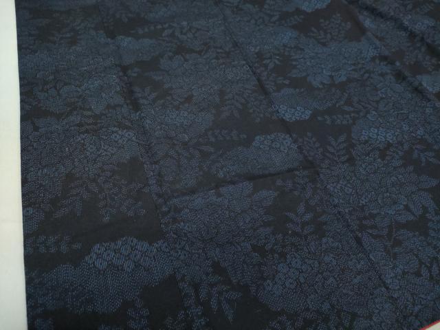 平和屋着物●結城紬　雲取り花文　正絹　逸品　DAAU5086ps