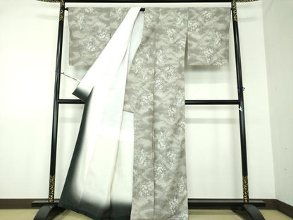平和屋着物●上質な紬 雲取り花文 正絹 逸品 DAAU5101ps