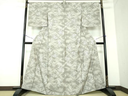 平和屋着物●上質な紬 雲取り花文 正絹 逸品 DAAU5101ps