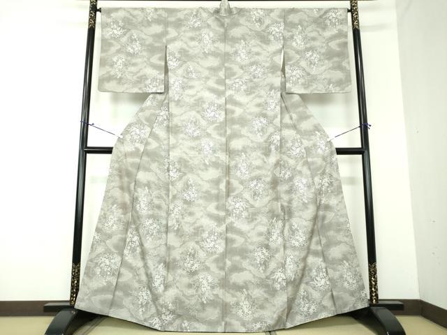 平和屋着物●上質な紬 雲取り花文 正絹 逸品 DAAU5101ps