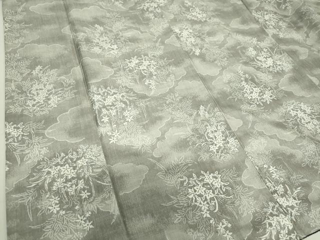 平和屋着物●上質な紬 雲取り花文 正絹 逸品 DAAU5101ps