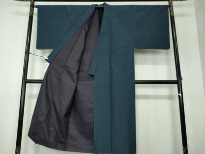 平和屋着物●男性 髭紬 アンサンブル 濃紺地 正絹 逸品 未使用 DAAU5116ps
