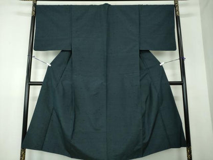 平和屋着物●男性 髭紬 アンサンブル 長羽織 濃紺地 正絹 逸品 DAAU5118ps