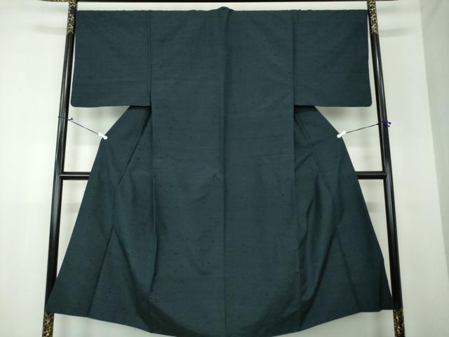 平和屋着物●男性 髭紬 アンサンブル 長羽織 濃紺地 正絹 逸品 DAAU5118ps
