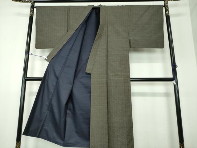 平和屋着物●男性 本場大島紬 アンサンブル 長羽織 亀甲柄 正絹 逸品 DAAU5121ps