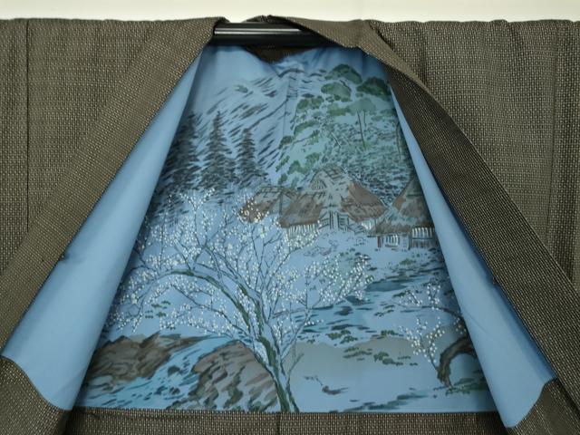 平和屋着物●男性 本場大島紬 アンサンブル 長羽織 亀甲柄 正絹 逸品 DAAU5121ps