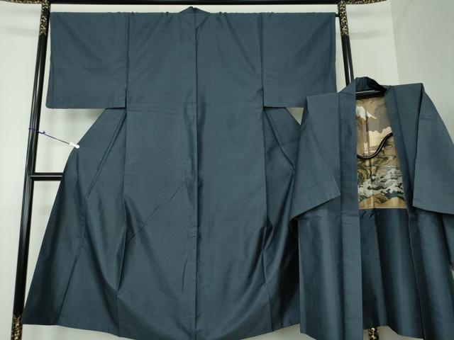 平和屋着物●男性 本場大島紬 アンサンブル 長羽織 亀甲柄 正絹 逸品 DAAU5122ps