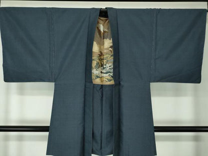 平和屋着物●男性 本場大島紬 アンサンブル 長羽織 亀甲柄 正絹 逸品 DAAU5122ps