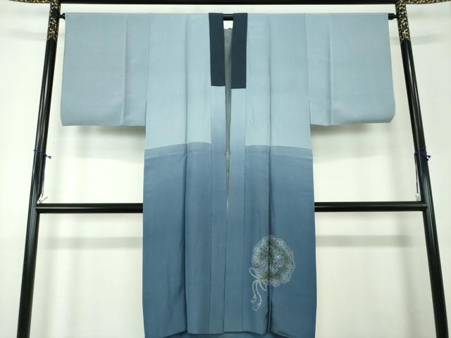 平和屋着物●男性　銀座もとじ　紬　アンサンブル・長襦袢(袷)セット　濃灰色　たとう紙付き　正絹　逸品　DAAU5124ps