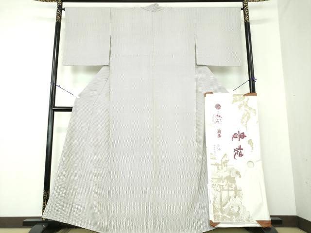 平和屋着物●銀座もとじ　江戸小紋　白黒　松皮菱　たとう紙付き　正絹　逸品　DAAU5126ps