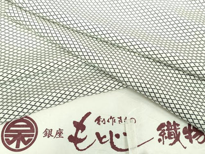 平和屋着物●銀座もとじ　江戸小紋　白黒　松皮菱　たとう紙付き　正絹　逸品　DAAU5126ps