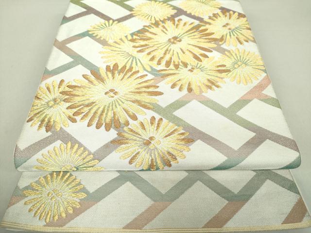 平和屋着物●西陣 川島織物 六通柄 本袋帯 檜垣松葉文 金糸 正絹 逸品 DAAU5154ps