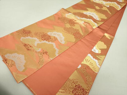 平和屋着物●西陣　川島織物　六通柄　本袋帯　吉祥花松文　金銀糸　正絹　逸品　DAAU5175ps