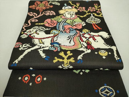 平和屋着物●龍村平蔵製 六通柄 本袋帯 人形手錦 金銀糸 正絹 逸品 DAAU5177ps