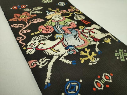 平和屋着物●龍村平蔵製 六通柄 本袋帯 人形手錦 金銀糸 正絹 逸品 DAAU5177ps