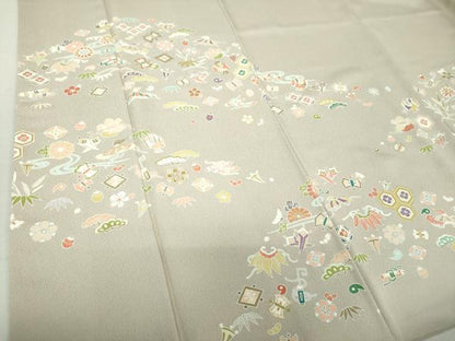 平和屋着物●訪問着　駒刺繍　宝尽くし花文　金彩　正絹　逸品　DAAU5183ps