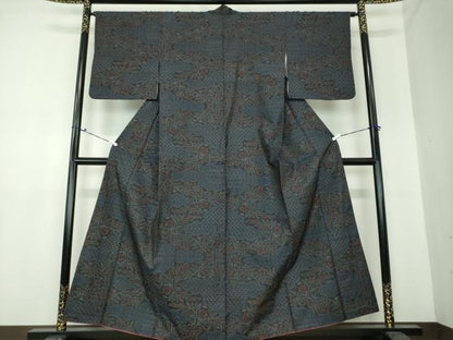 平和屋着物●本場大島紬　雲取り花文　正絹　逸品　DAAU5192ps