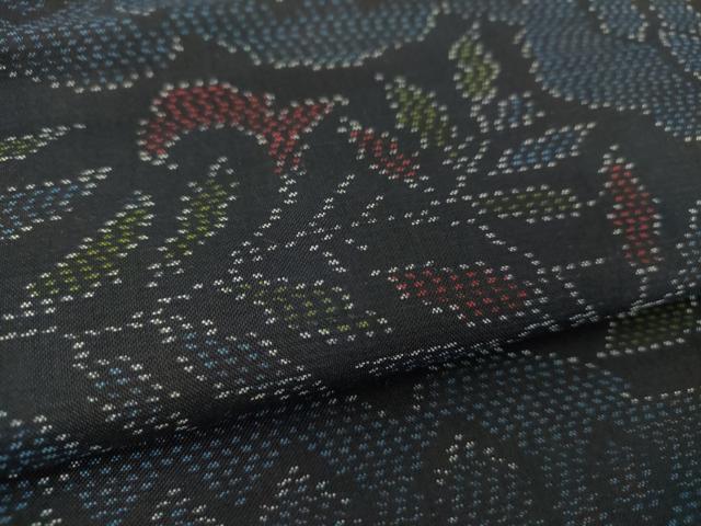 平和屋着物●本場大島紬　雲取り花文　正絹　逸品　DAAU5192ps
