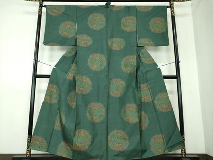 平和屋着物●本場大島紬　7マルキ　総絣　御所車花文　正絹　逸品　DAAU5194ps
