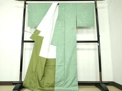 平和屋着物●上質な紬 手描き 草花文 金彩 正絹 逸品 DAAU5219ps