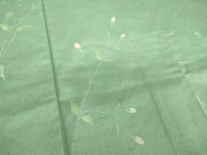 平和屋着物●上質な紬 手描き 草花文 金彩 正絹 逸品 DAAU5219ps