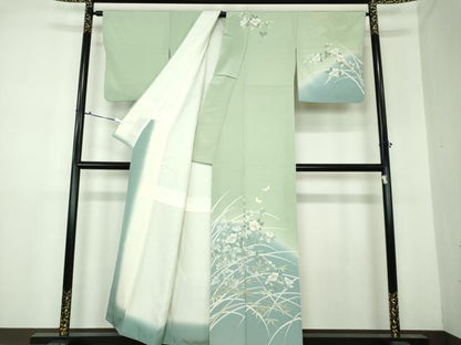 平和屋着物●訪問着 舞蝶花文 暈し染め 正絹 逸品 DAAU5232ps