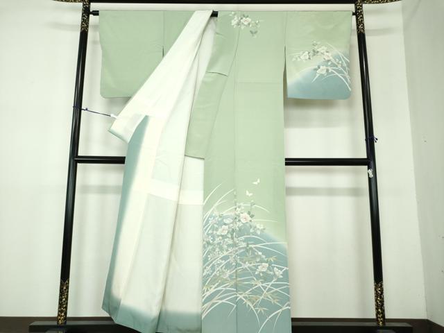 平和屋着物●訪問着 舞蝶花文 暈し染め 正絹 逸品 DAAU5232ps
