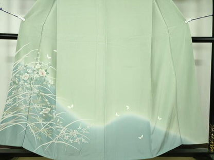 平和屋着物●訪問着 舞蝶花文 暈し染め 正絹 逸品 DAAU5232ps