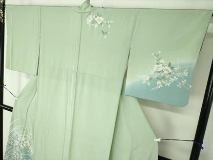 平和屋着物●訪問着 舞蝶花文 暈し染め 正絹 逸品 DAAU5232ps