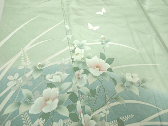 平和屋着物●訪問着 舞蝶花文 暈し染め 正絹 逸品 DAAU5232ps