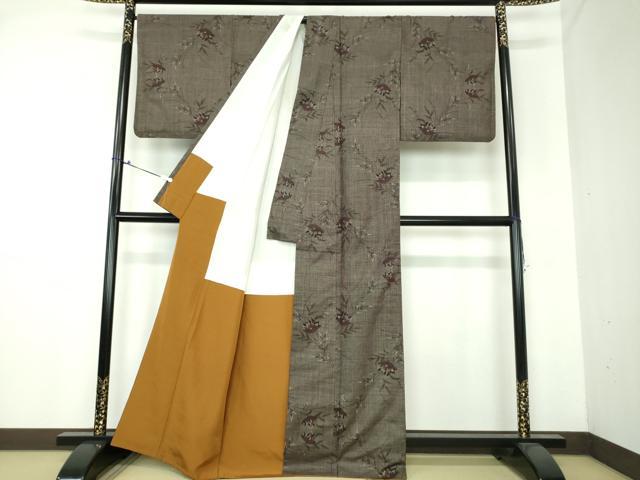 平和屋着物●本場大島紬 7マルキ 草花文 正絹 逸品 DAAU5238ps